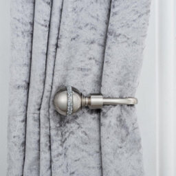 A.unique Home Pair Of Diamante Ball Metal Holdbacks With Fittings - Brushed Steel, Holdbacks - thumbnail 5