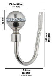 A.unique Home Pair Of Diamante Ball Metal Holdbacks With Fittings - Brushed Steel, Holdbacks - thumbnail 2