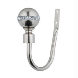 A.unique Home Pair Of Diamante Ball Metal Holdbacks With Fittings - Brushed Steel, Holdbacks