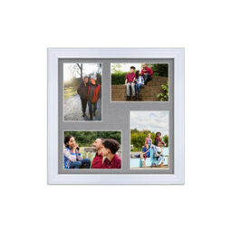AK Frames 12X12 White Classic Multi Photo Frame With Mid Grey Mount - Holds 4 Apertures (4X) 6X4 Photos