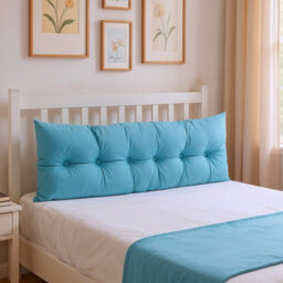 Living And Home Blue Removable And Washable Chenille Cushion Headboard Pillow, 180Cm W X 60Cm H - thumbnail 1