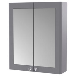 FNX Bathrooms Heritage 600mm 2 Door Satin Grey Wall Hung Mirror Cabinet Traditional 715mm - thumbnail 1
