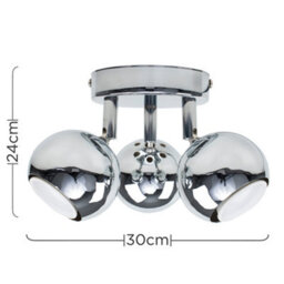 Valuelights Retro Silver Chrome 3 Way Round Plate Adjustable Eyeball Ceiling Spotlight - thumbnail 7
