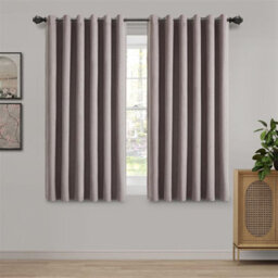 Ameha Mocha Plain Curtain 100%blackout Linen Texture Fabric Thermal Insulated 66''x54'' Window Ringtop Curtain Pair With Tie Backs - thumbnail 2