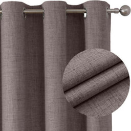 Ameha Mocha Plain Curtain 100%blackout Linen Texture Fabric Thermal Insulated 66''x54'' Window Ringtop Curtain Pair With Tie Backs - thumbnail 3