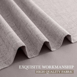 Ameha Mocha Plain Curtain 100%blackout Linen Texture Fabric Thermal Insulated 66''x54'' Window Ringtop Curtain Pair With Tie Backs - thumbnail 9