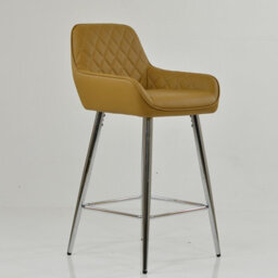 Lakeland Furniture Carson Light Tan Brown Faux Leather Chrome Fixed Leg Base Bar Stool - thumbnail 4