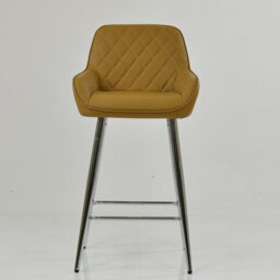 Lakeland Furniture Carson Light Tan Brown Faux Leather Chrome Fixed Leg Base Bar Stool - thumbnail 3
