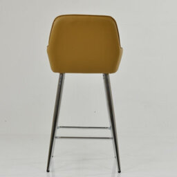 Lakeland Furniture Carson Light Tan Brown Faux Leather Chrome Fixed Leg Base Bar Stool - thumbnail 6