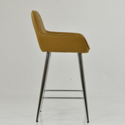 Lakeland Furniture Carson Light Tan Brown Faux Leather Chrome Fixed Leg Base Bar Stool - thumbnail 5