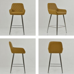 Lakeland Furniture Carson Light Tan Brown Faux Leather Chrome Fixed Leg Base Bar Stool - thumbnail 2
