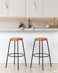 Beliani Set Of 2 Bar Stools Morton Velvet Orange - thumbnail 2