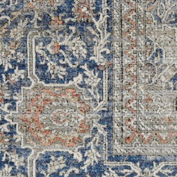 Blue Luxurious Traditional Easy To Clean Bordered Floral Dining Room Bedroom And Living Room Rug -300Cm X 381Cm - thumbnail 3