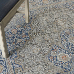 Blue Luxurious Traditional Easy To Clean Bordered Floral Dining Room Bedroom And Living Room Rug -300Cm X 381Cm - thumbnail 5