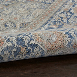 Blue Luxurious Traditional Easy To Clean Bordered Floral Dining Room Bedroom And Living Room Rug -300Cm X 381Cm - thumbnail 6