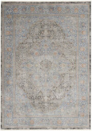 Blue Luxurious Traditional Easy To Clean Bordered Floral Dining Room Bedroom And Living Room Rug -300Cm X 381Cm - thumbnail 8