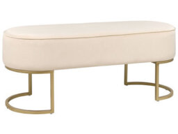 Wyld And Coco Beige Velvet Oval Bench With Gold Metal Legs, 104 X 40 X 40 Cm - thumbnail 3