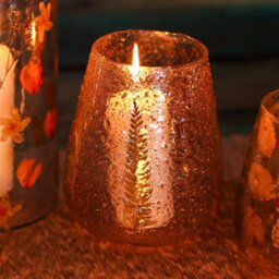 Natural Floral Glass Candle Holder - Large Bowl, Pino (15X12Cm)