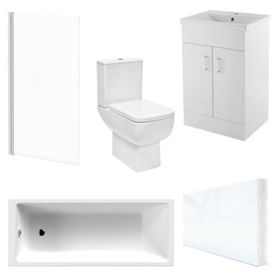 FNX Bathrooms Modern 3-Piece Bathroom Suite: 1700X700mm Bath, Wc & Vanity Unit - White Gloss, Soft-Close, Lifetime Guarantee - image 1