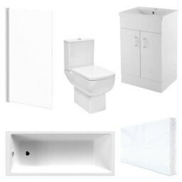 FNX Bathrooms Modern 3-Piece Bathroom Suite: 1700X700mm Bath, Wc & Vanity Unit - White Gloss, Soft-Close, Lifetime Guarantee - thumbnail 1