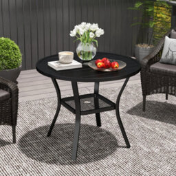 Outsunny 90 Cm Garden Dining Table, Round Garden Table With Parasol Hole - thumbnail 8