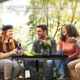 Outsunny 90 Cm Garden Dining Table, Round Garden Table With Parasol Hole - thumbnail 4