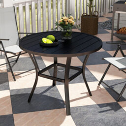 Outsunny 90 Cm Garden Dining Table, Round Garden Table With Parasol Hole - thumbnail 9