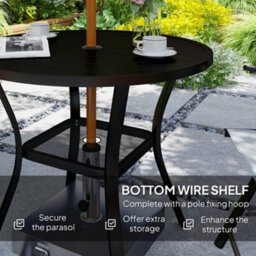 Outsunny 90 Cm Garden Dining Table, Round Garden Table With Parasol Hole - thumbnail 7