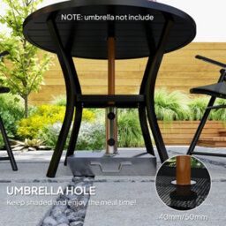 Outsunny 90 Cm Garden Dining Table, Round Garden Table With Parasol Hole - thumbnail 5