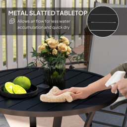 Outsunny 90 Cm Garden Dining Table, Round Garden Table With Parasol Hole - thumbnail 6