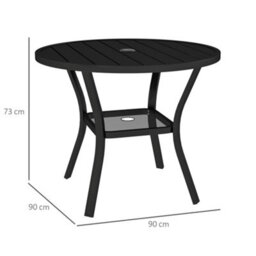 Outsunny 90 Cm Garden Dining Table, Round Garden Table With Parasol Hole - thumbnail 3