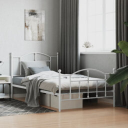 Berkfield Metal Bed Frame With Headboard And Footboard White 100X200 Cm - thumbnail 1
