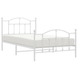 Berkfield Metal Bed Frame With Headboard And Footboard White 100X200 Cm - thumbnail 3