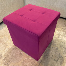 Home Luxe Interiors Purple Square Foldable Brushed Velvet Storage Box Pouffe Seat Ottoman - thumbnail 6