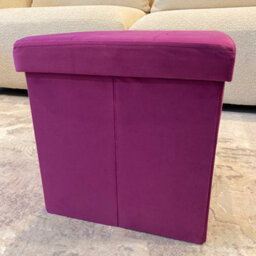 Home Luxe Interiors Purple Square Foldable Brushed Velvet Storage Box Pouffe Seat Ottoman - thumbnail 3