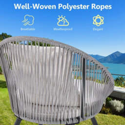 Costway 3 Piece Patio Furniture Set Woven Rope Balcony Chair W/ Seat & Back Cushions - thumbnail 6