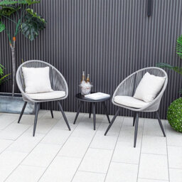 Costway 3 Piece Patio Furniture Set Woven Rope Balcony Chair W/ Seat & Back Cushions - thumbnail 3