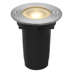 Long Life Lamps Company 1W Led Recessed Outdoor Ground Light Round Warm White Brushed Chrome Walkover Uplighter Gl06Ww - thumbnail 1