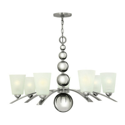 Elegant 7 Bulb Chandelier With Highly Polished Nickel Finish And Led E27 Bulbs
