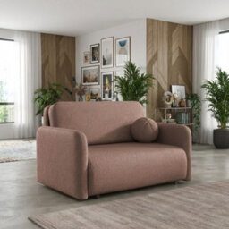 Viva Sun Ii Sofa Bed With Sleeping Function And Bedding Storage Freestanding Upholstered Back 130X103X85Cm Pink - thumbnail 1