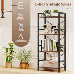 Gainoom Narrow Bookshelf 4-Tier Freestanding Bookcase With Heavy-Duty Metal Frame - thumbnail 9
