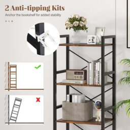 Gainoom Narrow Bookshelf 4-Tier Freestanding Bookcase With Heavy-Duty Metal Frame - thumbnail 5
