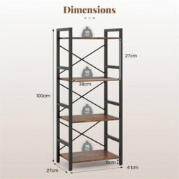 Gainoom Narrow Bookshelf 4-Tier Freestanding Bookcase With Heavy-Duty Metal Frame - thumbnail 2