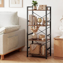Gainoom Narrow Bookshelf 4-Tier Freestanding Bookcase With Heavy-Duty Metal Frame - thumbnail 3