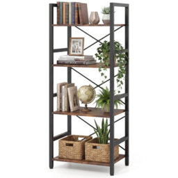 Gainoom Narrow Bookshelf 4-Tier Freestanding Bookcase With Heavy-Duty Metal Frame
