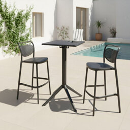Wyld And Coco Luxout Bistro Table Black 60 X 60Cm Flip-Top Outdoor Table For Two - thumbnail 2