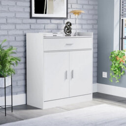 2 Door 1 Drawer Shoe Cabinet Storage Cupboard Footwear Stand Rack White - thumbnail 7