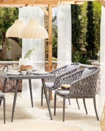 Beliani Set Of 2 Garden Chairs With Cushions Lipari Metal Grey - thumbnail 2