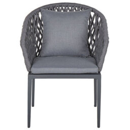 Beliani Set Of 2 Garden Chairs With Cushions Lipari Metal Grey - thumbnail 5