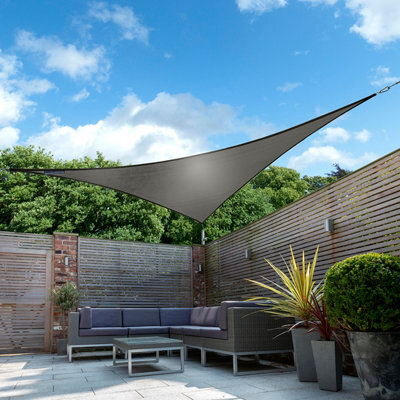 Kookaburra 5M Triangle Waterproof Charcoal Garden Patio Sun Shade Sail Canopy 98% Uv Block With Free Fixing Kit - image 1
